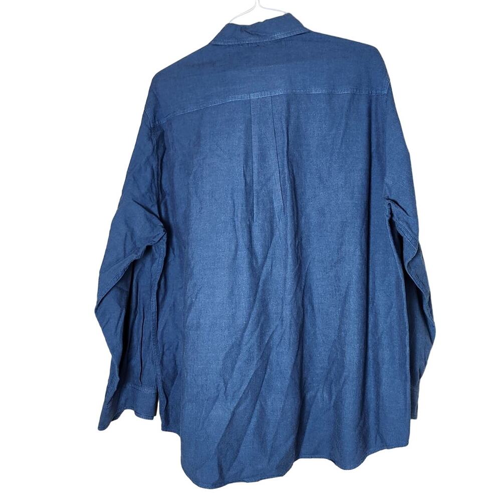Carhartt Button Down Shirt Mens XL Blue 100% Cotton Work Wear Long Sleeve - Picture 2 of 3